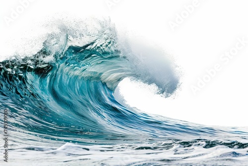 Crystal clear ocean wave cresting gracefully Isolated on a white background Evoking the purity and power of nature.