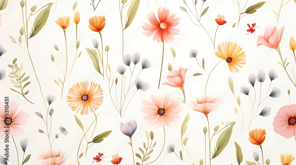 Watercolor seamless pattern with spring flowers Watercolor seamless pattern with spring flowers