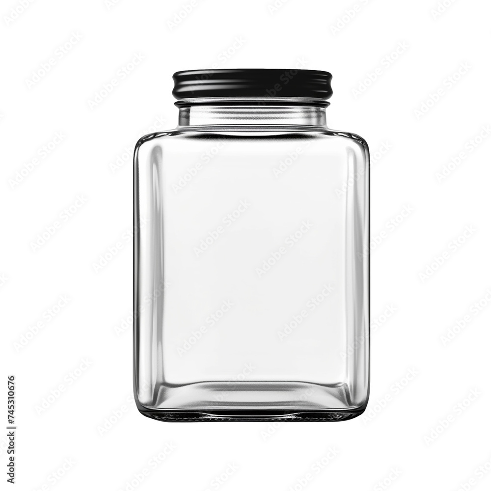 Solitude in transparency, an empty glass jar against pristine transparent background Solitude in transparency, an empty glass jar against pristine transparent background