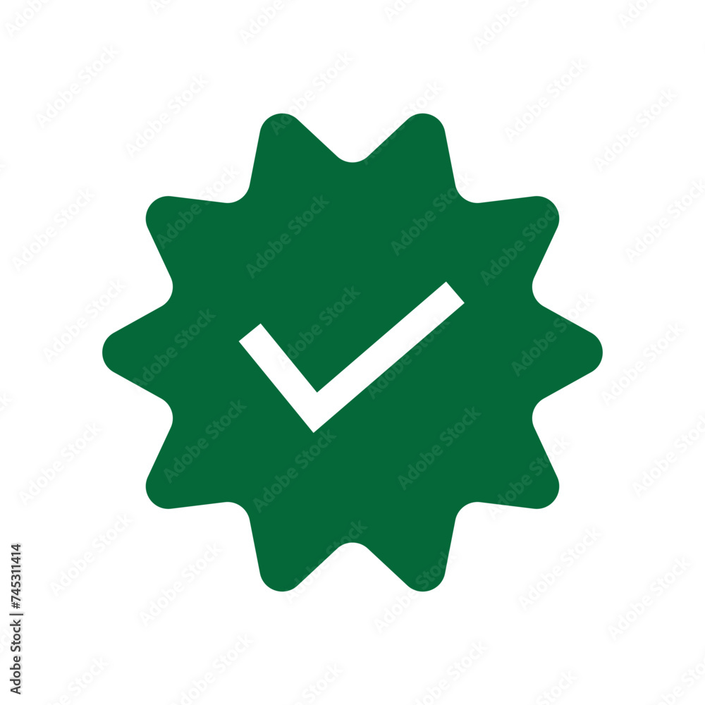 Check Mark vector icon in star badge. Symbol of approval. Check Mark vector icon in star badge. Symbol of approval.
