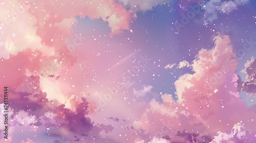 Anime Sky with Pink & Purple Gradient AI Generated.