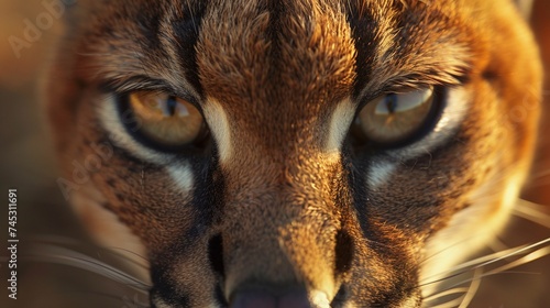 captivating closeup of a caracal majestic face, showcasing its wild beauty in natural habitat
