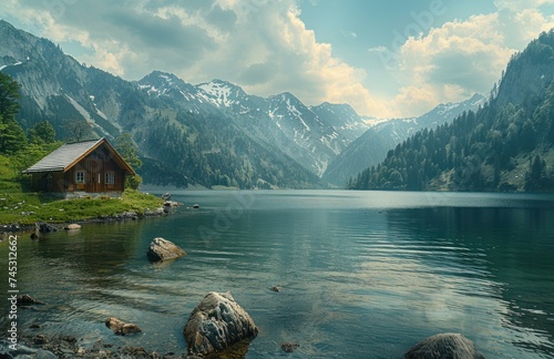 a lake in the middle of the Alps