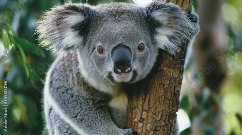 tranquil koala closeup: adorable marsupial resting peacefully on tree, a charming glimpse into Australian wildlife © CinimaticWorks