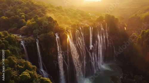 Aerial view Jog Falls of India drone view