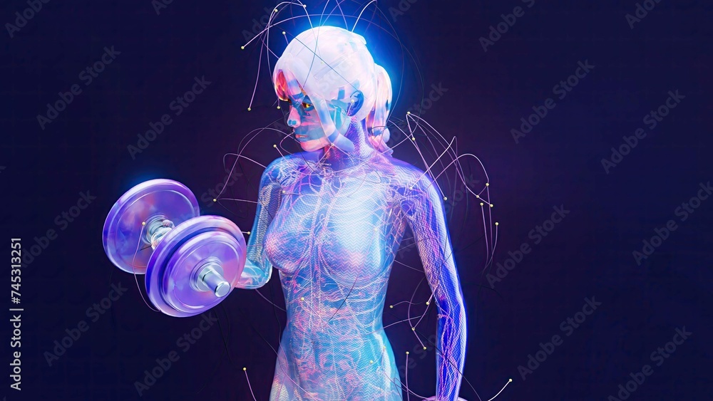 Naklejka premium Abstract Illustration Woman With Weights 3