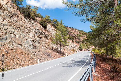 Beautiful view of the road in the Troodos Mountains in Cyprus.
