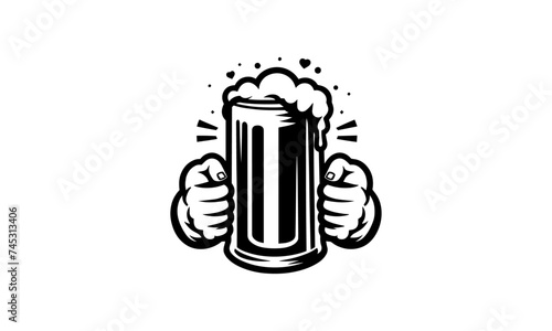 beer GLASS mascot logo icon, vintage mascot sketch concept, beer glass mascot logo icon