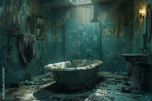 Dirty grimy run down bathroom