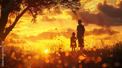 In the golden embrace of a sunset, family love illuminates our travels with warmth and serenity
