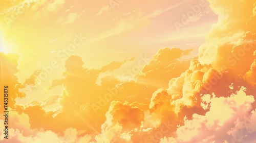 Pastel Anime Sky with Sun and Clouds AI Generated.