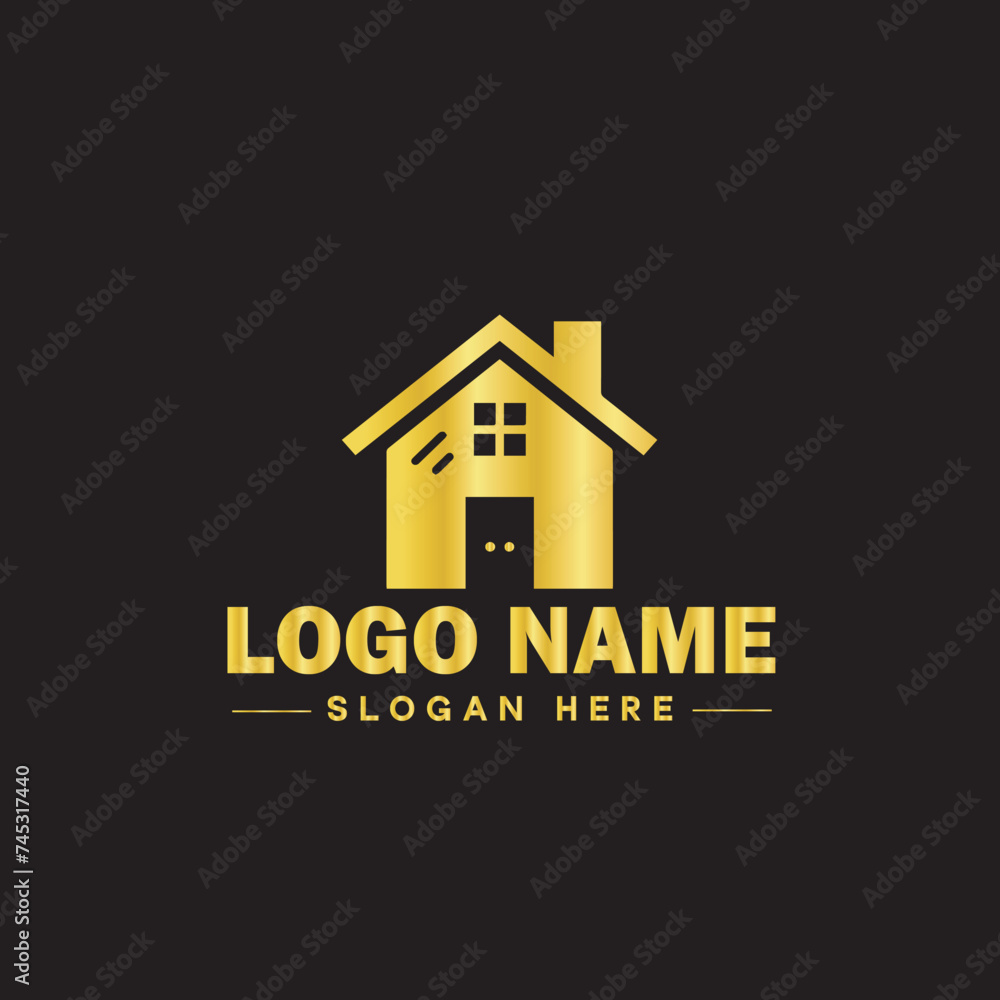 Real estate logo property house home construction building logo icon editable vector Real estate logo property house home construction building logo icon editable vector