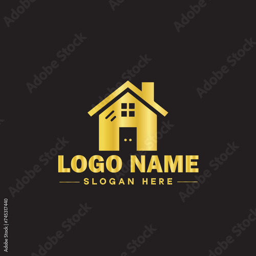 Real estate logo property house home construction building logo icon editable vector