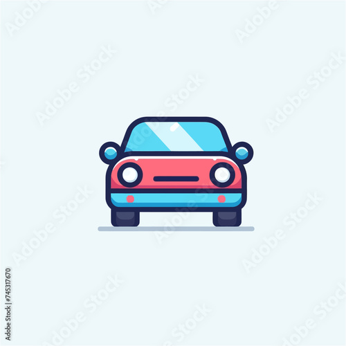 Simple Car Cartoon from Front View