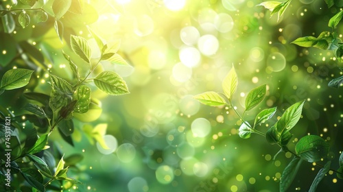 A vibrant, healthy green bio backdrop featuring abstract blurred foliage, bathed in bright summer sunlight
