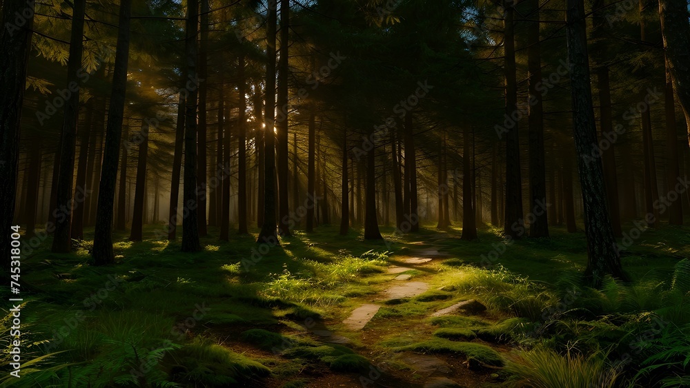 Naklejka premium Ein abstrakter Hintergrund für das Design. Morgens im Sommerwald 5.