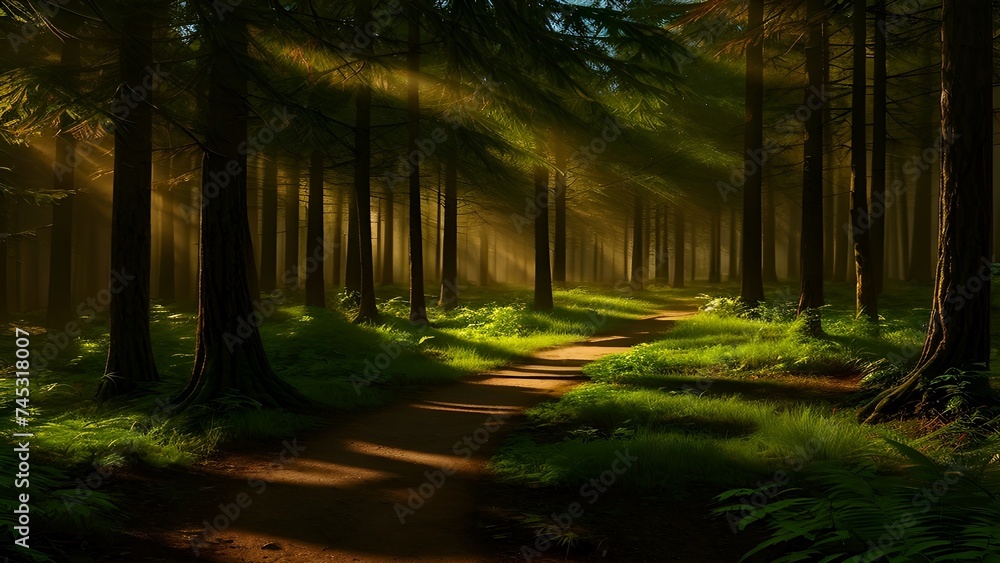 Fototapeta premium Ein abstrakter Hintergrund für das Design. Morgens im Sommerwald 6.