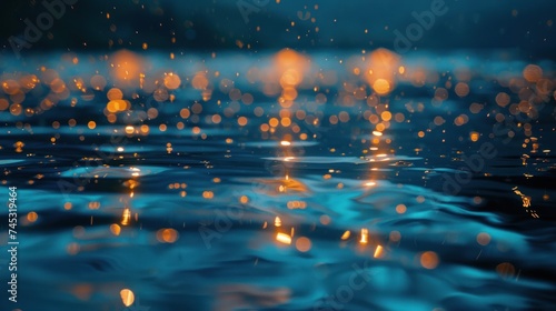 blue bokeh over water