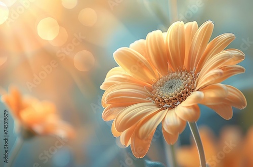 an orange flower washed with sunlight over the sun