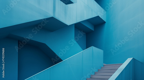 Blue concrete stairway