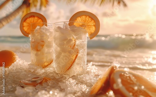 coconut cocktails on the beach