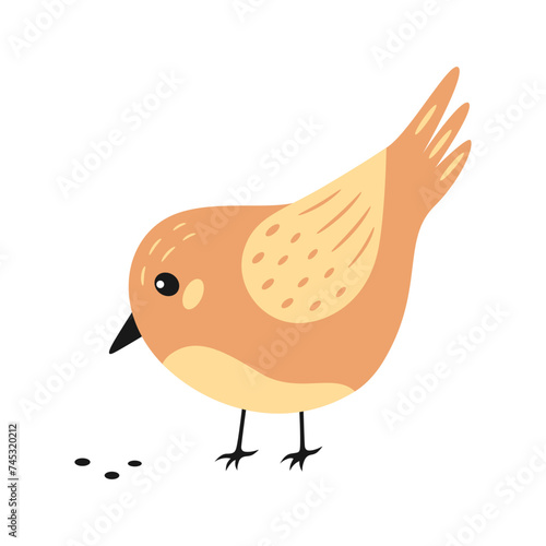 Ταπετσαρία Cute cartoon bird pecking grain