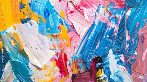 Regal harmony: abstract acrylic painting with brush strokes - colorful collage background