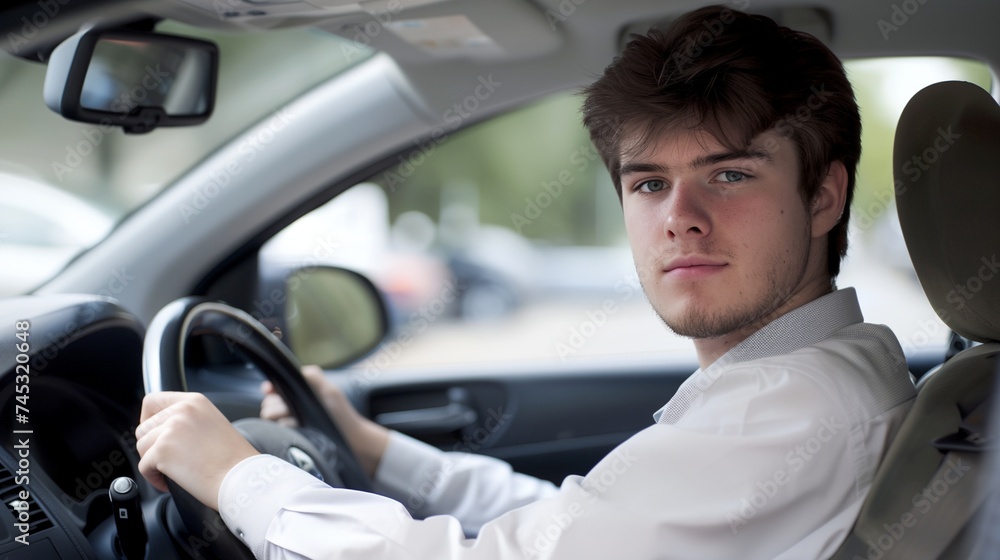 a man sitting in a car