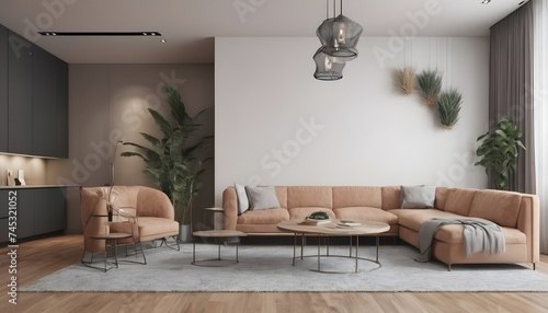 interior design for living area or reception in modern concept design/ 3d illustration,3d rendering