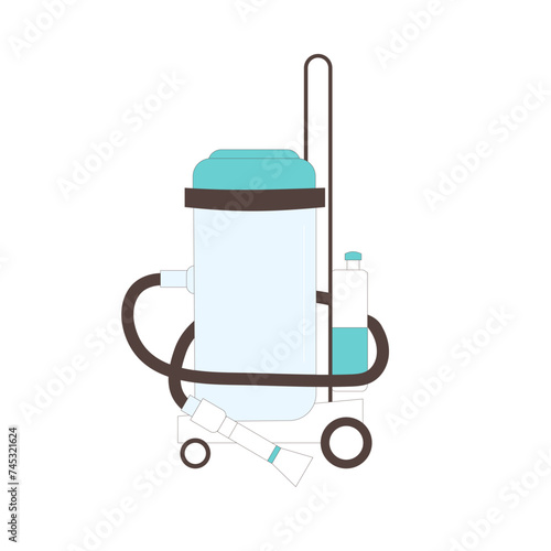 Wet vacuum cleaner isolated on white background. Professional equipment appliance for wash service. Vector illustration