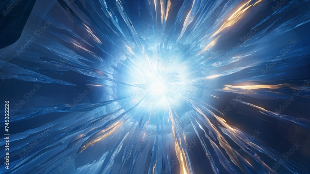 Abstract ice shards scatter from the explosion. Dark artwork contrasts with the icy burst. Abstract ice shards scatter from the explosion. Dark artwork contrasts with the icy burst.