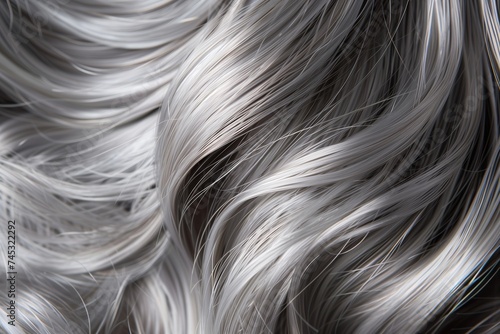 close up of healthy silver hair background