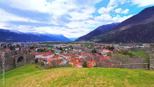 Explore outer ward of Montebello Castle, Bellinzona, Ticino, Switzerland photo