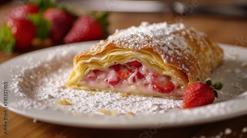 strudel with fruit in a cafe