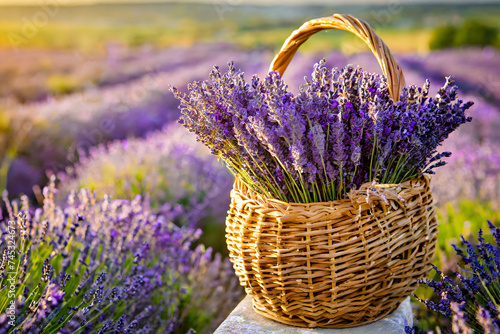 Serene evening harvest in a vibrant lavender field