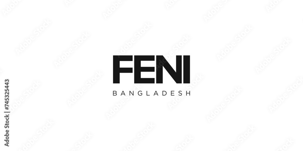 Feni in the Bangladesh emblem. The design features a geometric style, vector illustration with bold typography in a modern font. The graphic slogan lettering. Feni in the Bangladesh emblem. The design features a geometric style, vector illustration with bold typography in a modern font. The graphic slogan lettering.