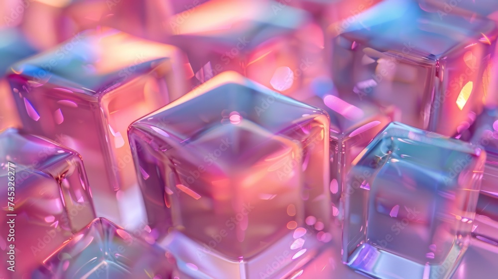 close-up shot of eerie gradient glass cubes for abstract backgrounds or graphic design projects close-up shot of eerie gradient glass cubes for abstract backgrounds or graphic design projects