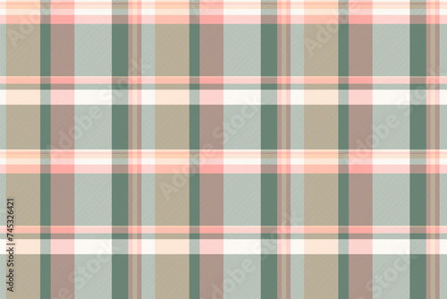 Fabric plaid textile of seamless tartan vector with a pattern check texture background.