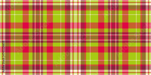 Birthday plaid vector seamless, indian pattern texture tartan. Advertising textile fabric background check in red and lime colors.