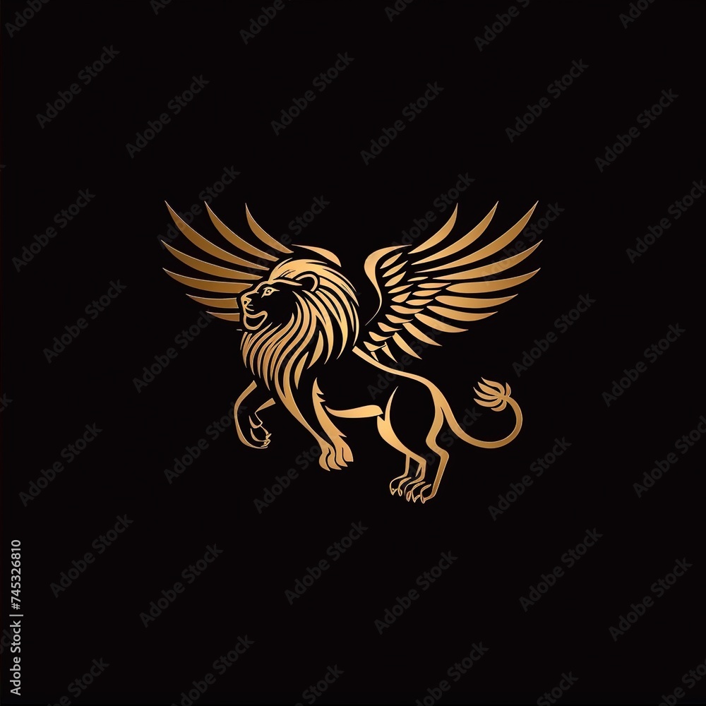 Obraz premium Golden winged leo vintage art.