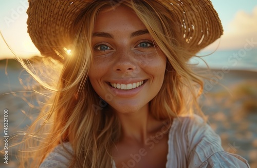 woman taking selfie in hat woman