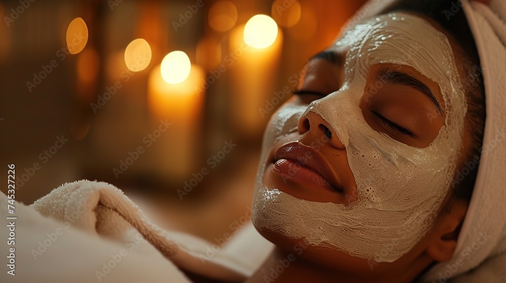 a woman getting a facial mask at a spa a woman getting a facial mask at a spa