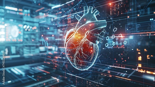 digital transformation of heartbeat line into AI code  advanced AI technology for real-time patient monitoring and cardiac care