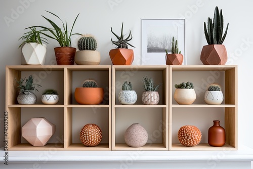 Nordic Living Room: Chic Cactus and Succulent Designs with Terracotta Planters photo