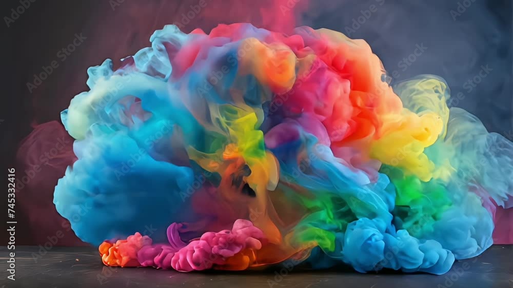 creative colorful visual effect abstract rainbow gas smoke waves, holi festival celebration