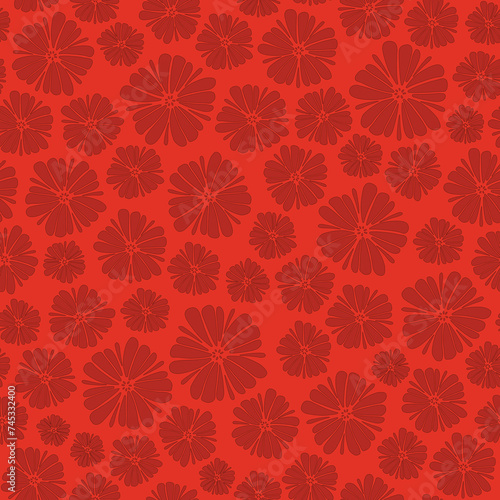 Red Flowers seamless pattern | repeat files (ID: 745332400)