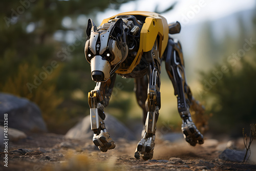 Futuristic quadruped robot walking outdoor © Patrick Helmholz