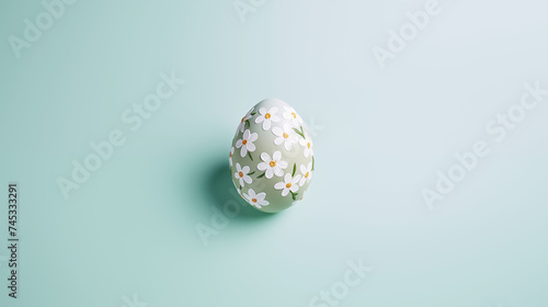 Easter Egg Painted with White Flowers