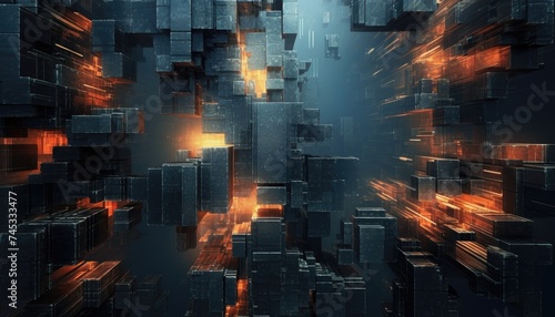 Abstract futuristic sci-fi cyberpunk seamless displacement map. Complex intricate glitch art