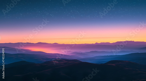 Twilight Hues Over Mountain Range